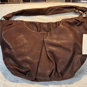 AVA ROSE HANDBAGS "LOLA" Gorgeous Brown Leather Small Hobo Style Handbag